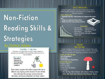 Preview of Non Fiction Text Structure Reading Skill & Strategy PowerPoint and Posters