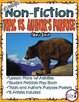 Preview of Nonfiction Text: Topic vs. Author's Purpose