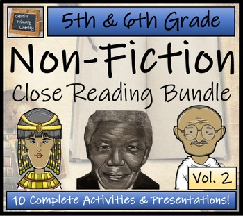 Preview of Nonfiction Volume 2 Close Reading Comprehension Bundle | 5th Grade & 6th Grade