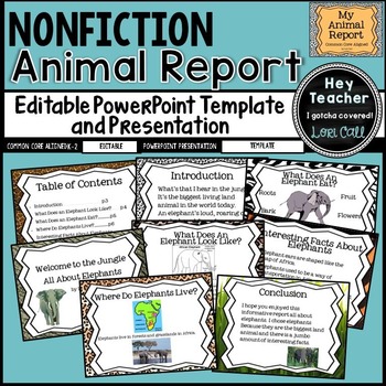 Preview of Nonfiction Writing: All About Animal Report Editable PowerPoint Template