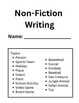 Preview of Non-Fiction Writing Template/Organizer