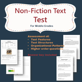 Non Fiction text test- assessment of text features and str