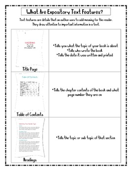 Expository Text Features Chart