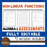 Non-Linear Functions Tests - Algebra 1 Editable Assessments