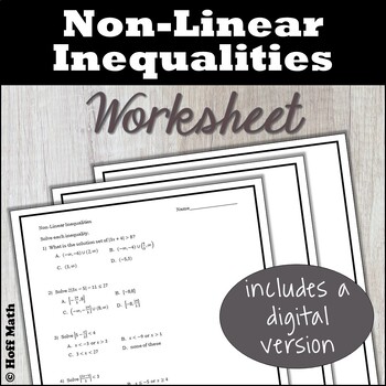 Preview of Non Linear Inequalities PRACTICE | Rational Inequalities | Digital and Print
