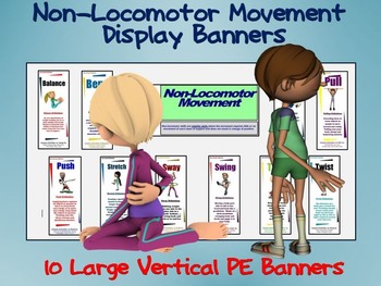 Preview of Non-Locomotor Movement Display Banners: 10 Large Vertical Banners