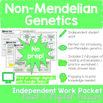 Preview of Non-Mendelian Genetics Independent Work Packet