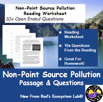 Preview of Non-Point Source Water Pollution Reading Worksheet FREE **Editable**