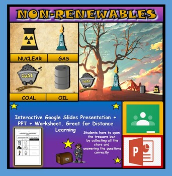 Preview of Non-Renewable Energy Sources: Interactive Google Slides + PPT + Worksheet 