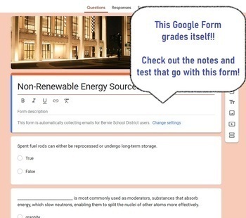 Preview of Non-Renewable Energy Sources: Study Guide: Google Form: Environmental Science