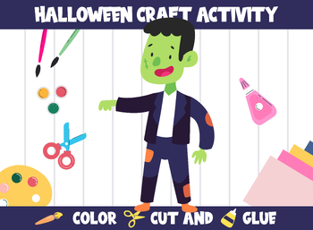 Preview of Non Scary Halloween Craft Activity - Color, Cut, and Glue for PreK to 2nd Grade