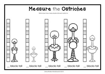 non standard measurement length worksheets for kindergarten grade one