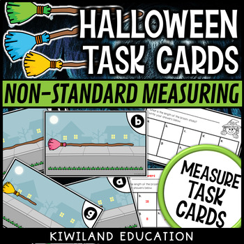 Preview of Non-Standard Measurement Task Cards Math Activities for Halloween Measuring