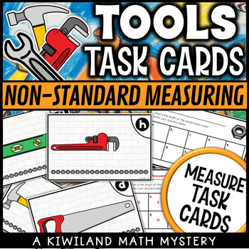 Preview of Non-Standard Measurement Task Cards Math Activities Building Construction 