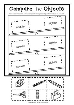 weight worksheets non standard measurement kindergarten grade one