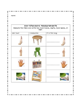 Non-Standard Measurement Worksheet/Record Sheet by ...