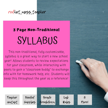 Preview of FULL (3 page) Non- Traditional Customizable Syllabus (Science)