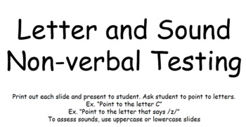 Preview of Non-Verbal Letters and Sounds Assessment Slides and Data sheet BUNDLE