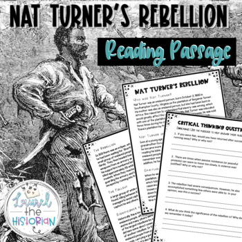 Preview of Non-fiction Close Reading Passage Nat Turner's Rebellion [Editable]