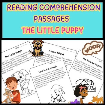 Preview of Non fiction  Reading Comprehension Passages on The little puppy for grade 1