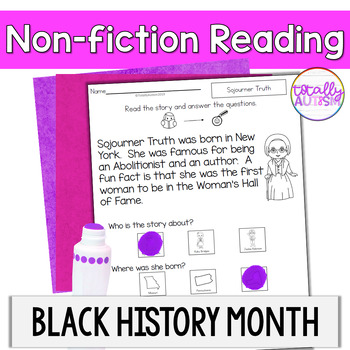 Preview of Black History Month Reading Comprehension - Activities Special Education