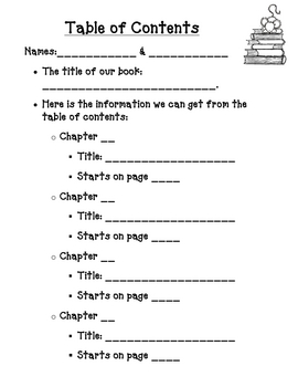 Preview of Non-fiction text features, Table of Contents worksheet
