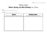 NonFiction Sticky Note Graphic Organizer - Before, During & After