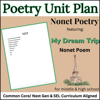 Preview of SEL Poetry Nonet Poem Lesson &  Writing Activity #7