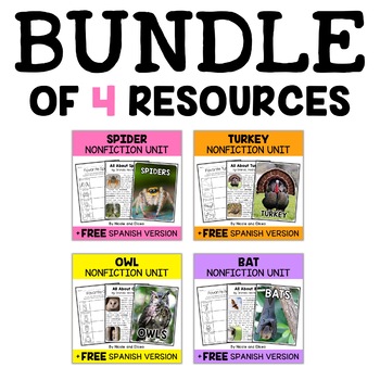 Preview of Fall Animal Nonfiction Units Bundle + FREE Spanish