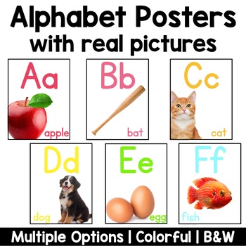 Preview of Bright Rainbow Nonfiction Alphabet Poster with Real Pictures