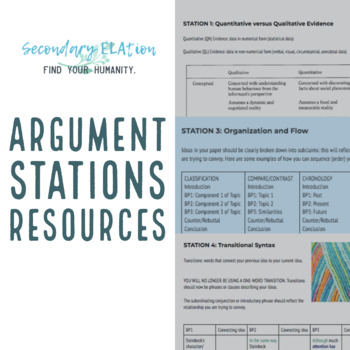 Preview of Nonfiction Argument Stations Resources