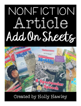 Preview of Nonfiction Article Add On Sheets