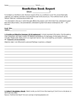 Preview of Nonfiction Book Report Template