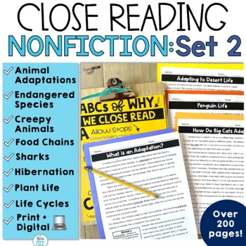 Preview of Nonfiction Close Reading Passages Paired Text 3rd 4th 5th Grade ELA Test Prep