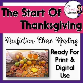 Preview of Nonfiction Close Reading - How Thanksgiving Became a National Holiday