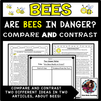 Preview of Nonfiction Compare and Contrast Reading Comprehension: Are Bees in Danger?