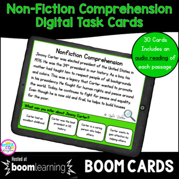 Preview of Nonfiction Comprehension Boom Cards - 4th & 5th Reading Comprehension Task Cards