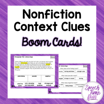 Preview of Nonfiction Context Clues BOOM CARDS™️