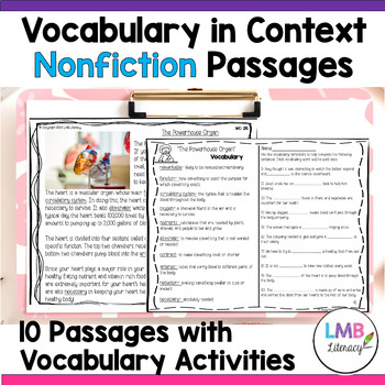 Preview of Nonfiction Context Clues Reading Passages and Activities with Vocabulary