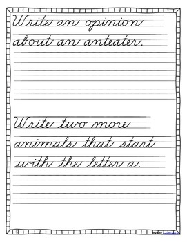 Nonfiction Cursive Animal Handwriting Practice Book by MsFultzsCorner