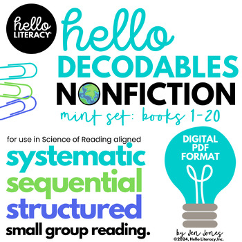 Preview of Nonfiction Decodables. Mint Set Books 1-20. PDF Format. Science of Reading