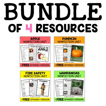 Preview of Fall Theme Nonfiction Units Bundle + FREE Spanish