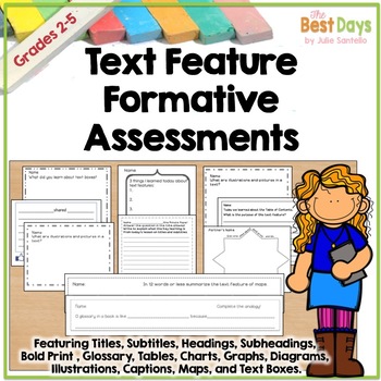 Preview of Nonfiction Text Feature Exit Slips  Text Features Formative Assessments