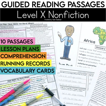Preview of Level X 5th Grade Nonfiction Guided Reading Passages & Comprehension Questions