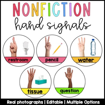 Preview of Nonfiction Hand Signals | Real Pictures | Multicultural | Classroom Management