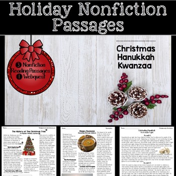Preview of Nonfiction Holiday Reading Passages (Christmas, Kwanzaa, Hanukkah)