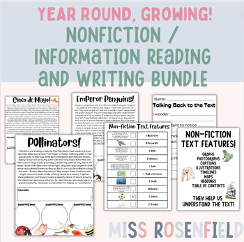 Preview of Nonfiction / Informational Reading Writing Practice | Growing Bundle YEAR ROUND