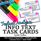 Info Text Analysis Task Cards, Response to a Text, Analysi