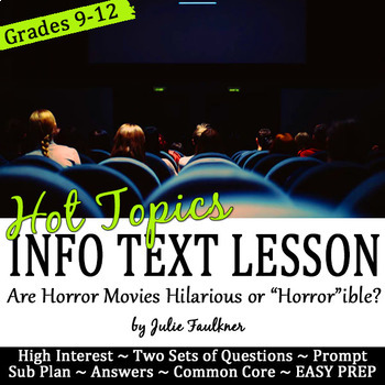 Preview of Nonfiction Lesson for Halloween: Are Horror Movies Hilarious or Horrible?