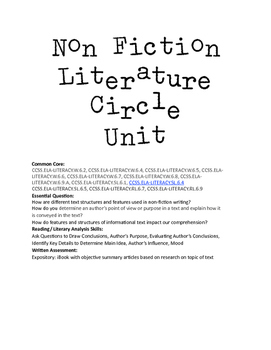 Preview of Nonfiction Literature Circle Unit